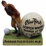 Large Circa 1920 Original Plus Four Whisky Plaster Advertising Display w/Original Paint