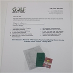 Gene Sarazen's Personal 1996 Masters Tournament Pairing Sheet, Monday Practice Round Ticket & Yardage Book