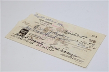 Gene Sarazen Signed Personal Check to His Caddy at Augusta - Sarazen Collection JSA ALOA