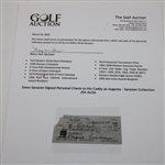 Gene Sarazen Signed Personal Check to His Caddy at Augusta - Sarazen Collection JSA ALOA