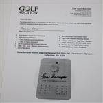 Gene Sarazen Signed Augusta National Golf Club Par 3 Scorecard - Sarazen Collection JSA ALOA