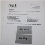 Two (2) Gene Sarazen Signed 3x5 Index Cards - Sarazen Collection JSA ALOA