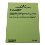 Gene Sarazen Signed Fax Pax Golf Card - Sarazen Collection JSA ALOA