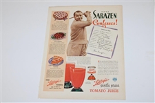 Gene Sarazen's Personal Libby's Tomato Juice Ad & Camels Ad - Sarazen Collection