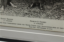 Harry Vardon, Francis Ouimet & Edward Ray 1913 US Open at Brookline Country Club Matted Photo