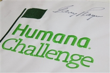 Gary Player Signed Humana Challenge Embroidered White with Lt Green Logo Flag JSA ALOA