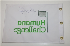 Gary Player Signed Humana Challenge Embroidered White with Lt Green Logo Flag JSA ALOA