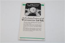 Worthington Ball Company 1933 Golf Ball Ad/Pamphlet