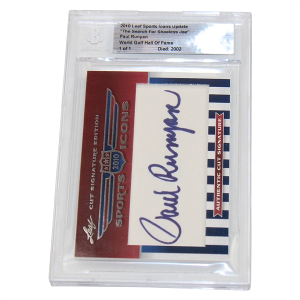 Paul Runyan Signed 2010 Leaf Sports Icons Cut Signature Edition 1 of 1 Card Beckett