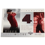 2001 Tiger Woods Upper Deck Tiger Slam 2001 Bay Hill Invitational Worn Red & Black Shirt Swatch Card 281/325