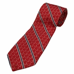 Augusta National Logo Red, Navy & White Striped Tie