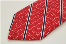 Augusta National Logo Red, Navy & White Striped Tie