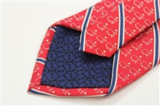 Augusta National Logo Red, Navy & White Striped Tie