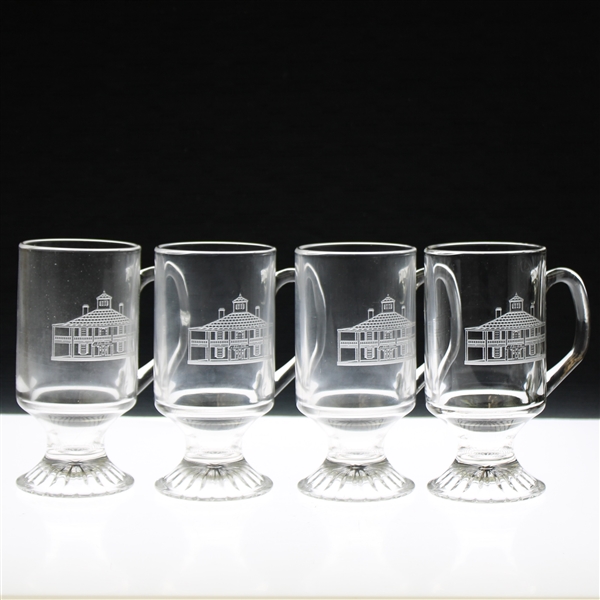 Four (4) Augusta National Golf Club Clubhouse Glass Pedestal Coffee Mugs