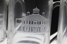 Four (4) Augusta National Golf Club 'Clubhouse' Glass Pedestal Coffee Mugs