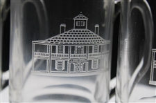 Four (4) Augusta National Golf Club 'Clubhouse' Glass Pedestal Coffee Mugs