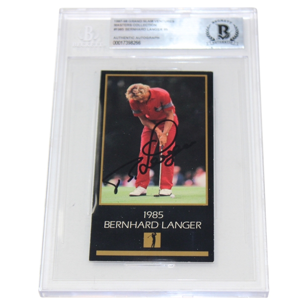 Bernhard Langer Signed Masters Collection 1985 GSV Golf Card - 1998 BAS Authentic AUTO