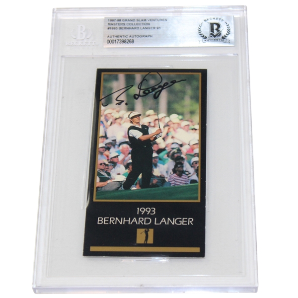 Bernhard Langer Signed Masters Collection 1993 GSV Golf Card - 1998 BAS Authentic AUTO