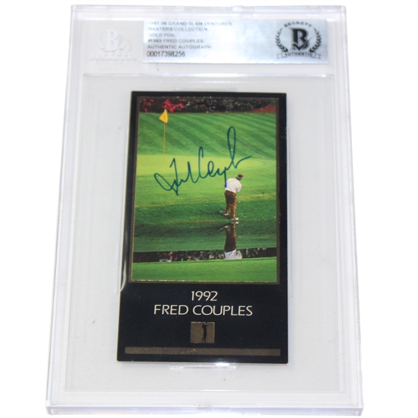 Fred Couples Signed Gold Foil Masters Collection 1992 GSV Golf Card - 1998 BAS Authentic AUTO