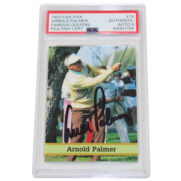 Arnold Palmer Signed 1993 Fax-Pax Famous Golfers #13 Card - PSA Auto 9