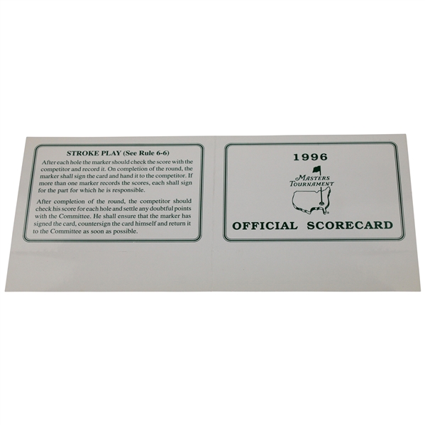 1996 Masters Tournament Official Scorecard 