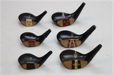 Six (6) Miniature Persimmon Wood Head Salesman Samples 