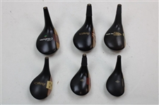 Six (6) Miniature Persimmon Wood Head Salesman Samples 