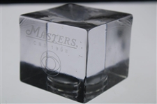 Bobby Clampett's Personal 1998 Masters CBS Simon Pearce Glass Desk Clock
