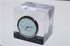 Bobby Clampett's Personal 1998 Masters CBS Simon Pearce Glass Desk Clock