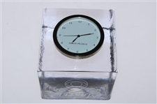 Bobby Clampett's Personal 1998 Masters CBS Simon Pearce Glass Desk Clock