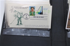 100 First Day Covers w/Some Signed by Charles Coody, Zach Johnson, Nancy Lopez & Others