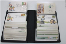 100 First Day Covers w/Some Signed by Charles Coody, Zach Johnson, Nancy Lopez & Others