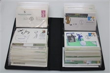 100 First Day Covers w/Some Signed by Charles Coody, Zach Johnson, Nancy Lopez & Others