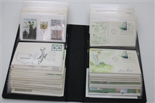 100 First Day Covers w/Some Signed by Charles Coody, Zach Johnson, Nancy Lopez & Others