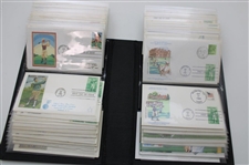 100 First Day Covers w/Some Signed by Charles Coody, Zach Johnson, Nancy Lopez & Others