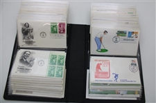 100 First Day Covers w/Some Signed by Charles Coody, Zach Johnson, Nancy Lopez & Others