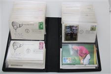 100 First Day Covers w/Some Signed by Charles Coody, Zach Johnson, Nancy Lopez & Others