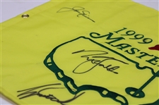 Tiger Woods, Jack Nicklaus & Nick Faldo Signed 1999 Masters Flag - Back to Back Winners! JSA ALOA