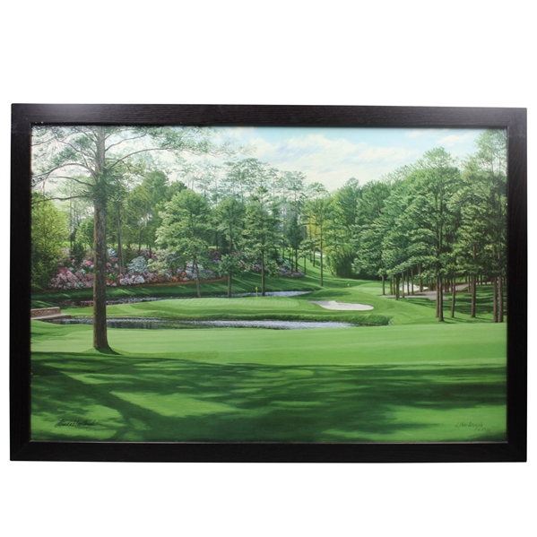 Augusta National 15th Hole Firethorn Linda Hartough Textured Canvas Print - Framed
