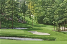 Augusta National 15th Hole Firethorn Linda Hartough Textured Canvas Print - Framed
