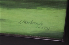 Augusta National 15th Hole Firethorn Linda Hartough Textured Canvas Print - Framed