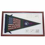 2002 US Senior Open Pennant with Five (5) Champs Signed Cards - Framed JSA ALOA