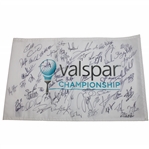Rahm, Woodland, Sergio & Field Signed Valspar Championship Flag JSA ALOA