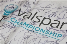 Rahm, Woodland, Sergio & Field Signed Valspar Championship Flag JSA ALOA