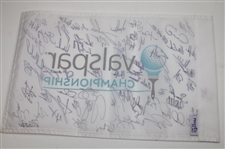 Rahm, Woodland, Sergio & Field Signed Valspar Championship Flag JSA ALOA