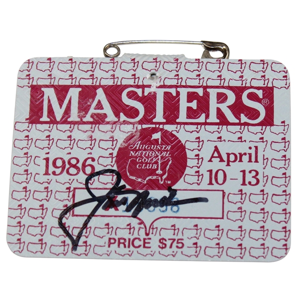 Jack Nicklaus Signed 1986 Masters Tournament SERIES Badge #X15098 JSA ALOA