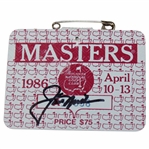 Jack Nicklaus Signed 1986 Masters Tournament SERIES Badge #X15098 JSA ALOA