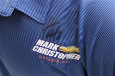 John Daly Signed Blue Black Striped Dignity Collared Shirt with Sponsors JSA ALOA