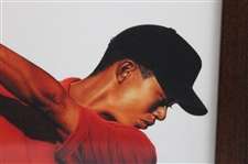 Tiger Woods 2003 Backswing Pastels Print by Artist Shela D. Gordon - Framed