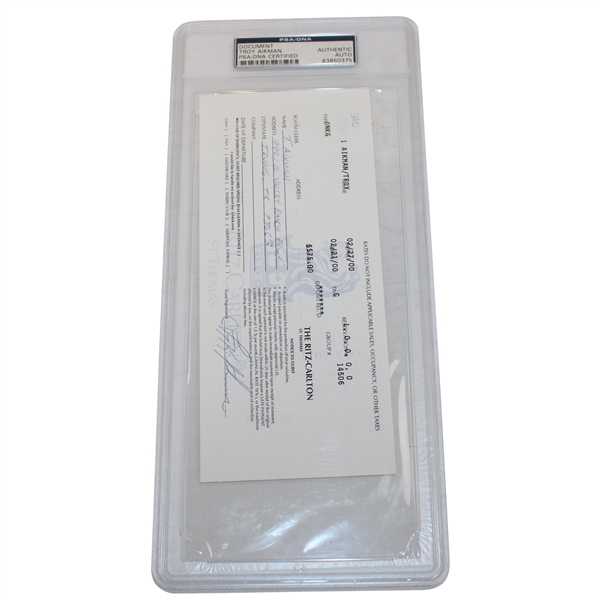 NFL HoF Troy Aikman Signed The Ritz Carlton St Thomas Receipt PSA Authentic AUTO